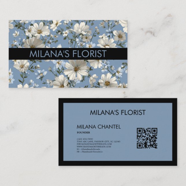 Carte De Visite Fleur de Daisy Moderne Tendance Fleuriste (Devant / Derrière)