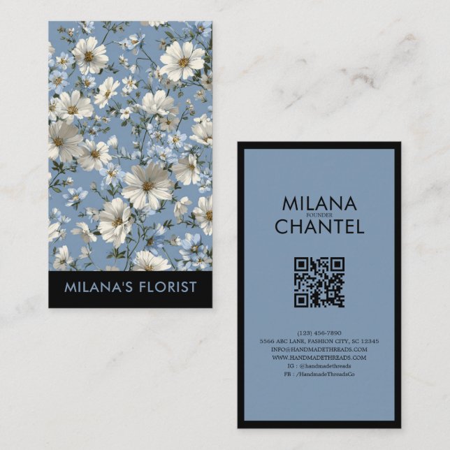 Carte De Visite Fleur de Daisy Moderne Tendance Fleuriste (Devant / Derrière)