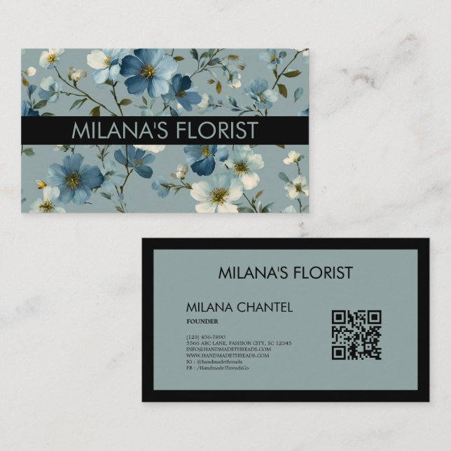 Carte De Visite Fleur de Daisy Moderne Tendance Floriste (Devant / Derrière)