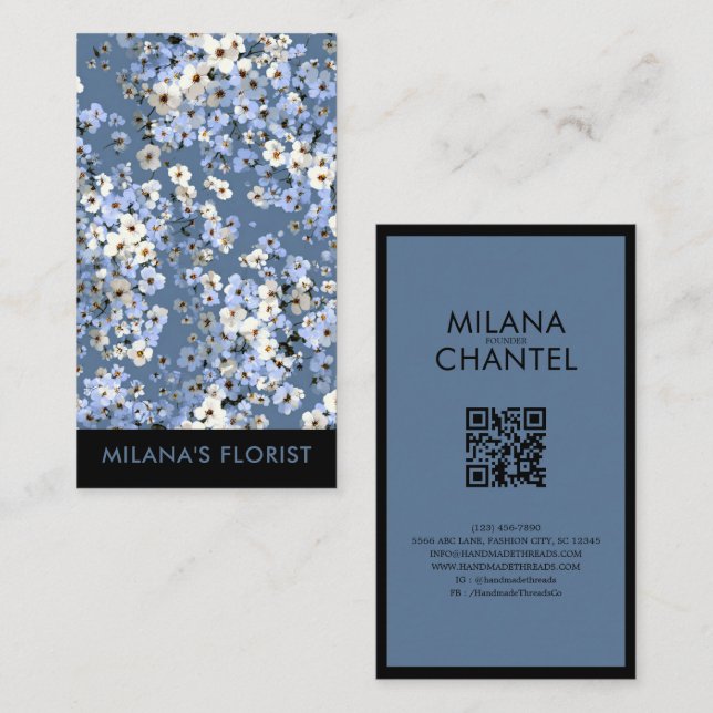 Carte De Visite Fleur de Daisy Moderne Tendance Floriste (Devant / Derrière)
