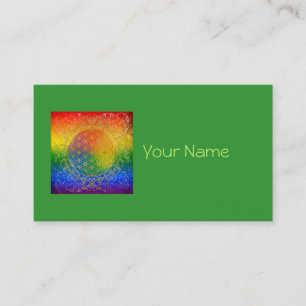 Carte De Visite Fleur de la vie - or d'arc-en-ciel d'ornement