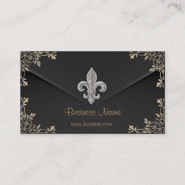 Carte de visite fleur de lis argent 2 (Devant)