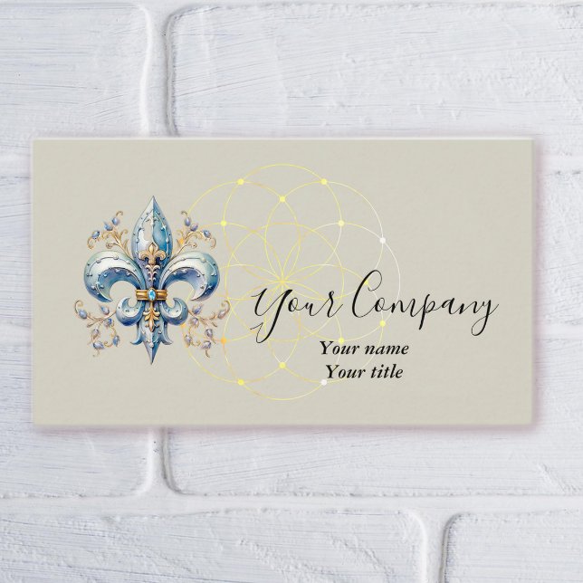 Carte de visite Fleur-de-Lis Bleue (Créateur téléchargé)