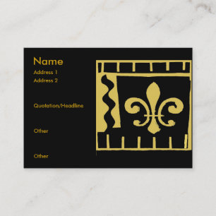 Carte De Visite Fleur De Lis Carreaux noir et or