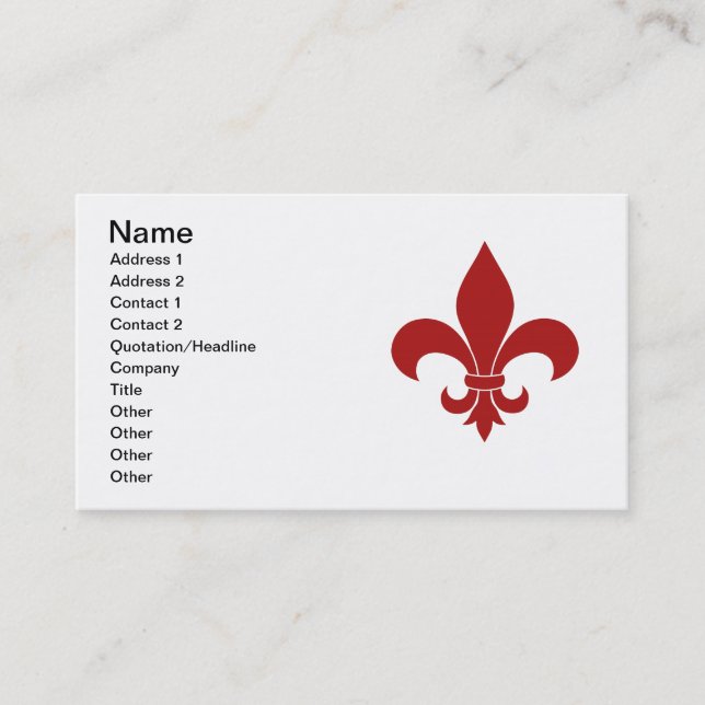 Carte De Visite Fleur de lis Motif Classic (Devant)