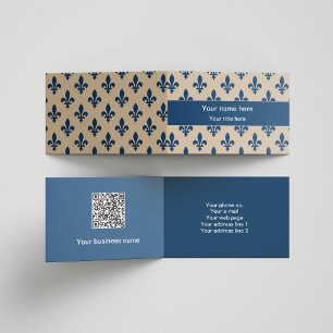 Carte De Visite Fleur de Lis Motif, Français, Royal, Bleu marine