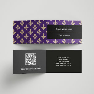 Carte De Visite Fleur de Lis Motif, Français, Royal, Crème, Violet