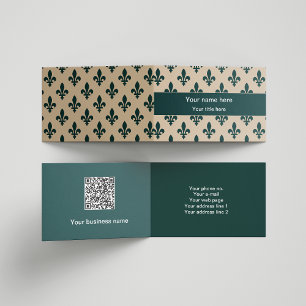 Carte De Visite Fleur de Lis Motif, Français, Royal, Vert