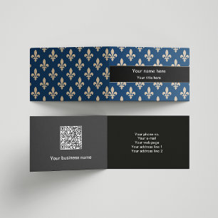 Carte De Visite Fleur de Lis Motif, française, royale, crème, bleu