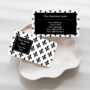 Carte De Visite Fleur de Lis Motif, française, royale, noire