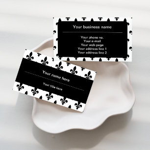 Carte De Visite Fleur de Lis Motif, française, royale, noire