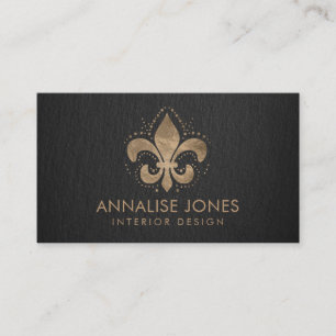 Carte De Visite Fleur de lis Pastel Gold