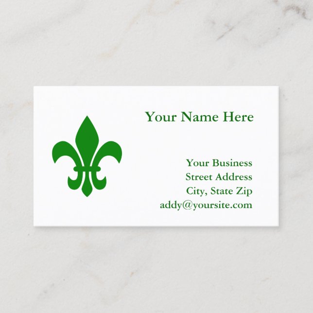 Carte De Visite Fleur de Lis verte (Devant)