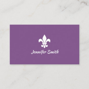 Carte De Visite Fleur de Lis Violet et Blanc