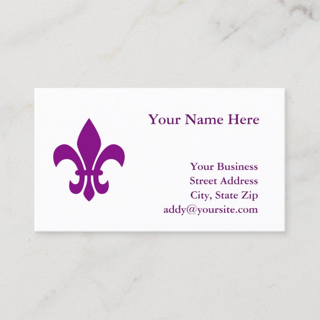Carte De Visite Fleur de Lis violette (Devant)