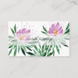 Carte De Visite Fleur de lotus à l'aquarelle élégante Professionne