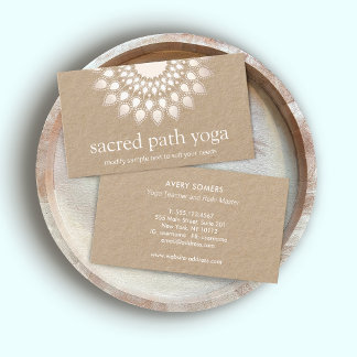 Carte De Visite Fleur de Lotus Blanc Spirituel Mandala Yoga Enseig