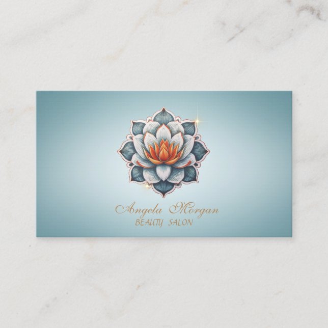 Carte De Visite Fleur de lotus bleu professionnel (Devant)