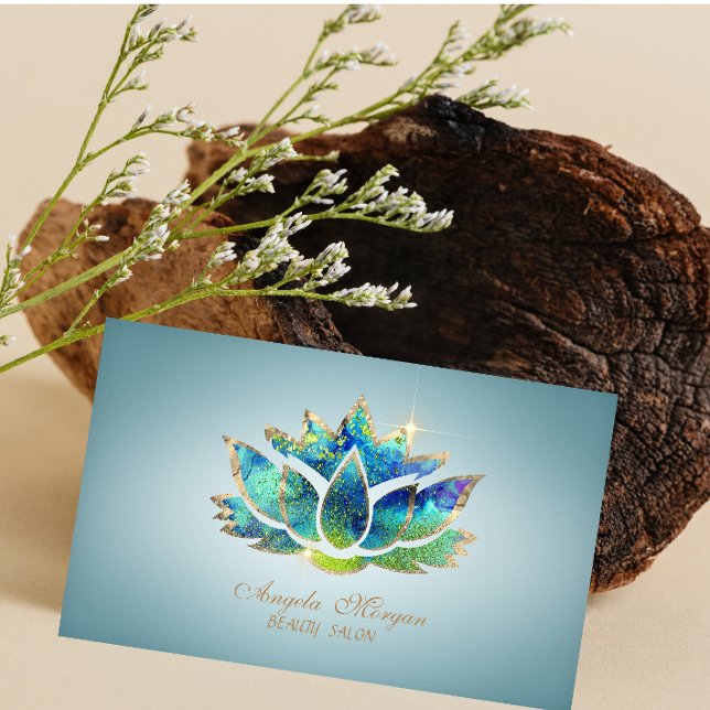 Carte De Visite Fleur de lotus bleue élégante (Créateur téléchargé)