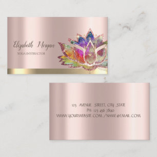 Carte De Visite Fleur de lotus colorée Rose Gold Yoga