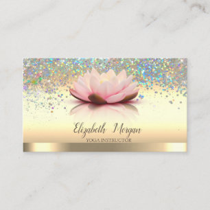 Carte De Visite Fleur de lotus dorée de confettis colorés Yoga
