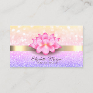 Carte De Visite Fleur de Lotus élégante à bokeh doré rayé