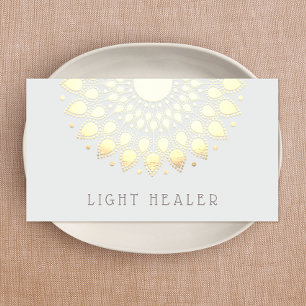 Carte De Visite Fleur de Lotus Floral Jaune Mandala Energy Healer
