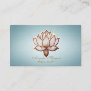 Carte De Visite Fleur de lotus marron élégante bleue
