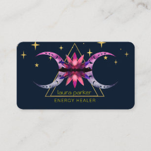 Carte De Visite Fleur de Lotus Mystique Croissant de Lune Énergie