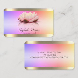 Carte De Visite Fleur de Lotus Rayures Dorées Ombrées Professeur d