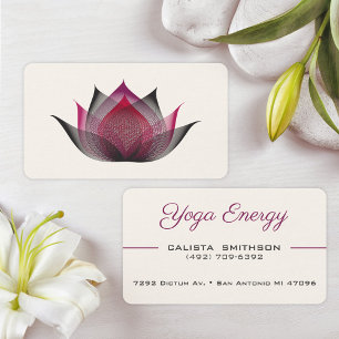 Carte De Visite Fleur de Lotus rose moderne Elégant Yoga unique