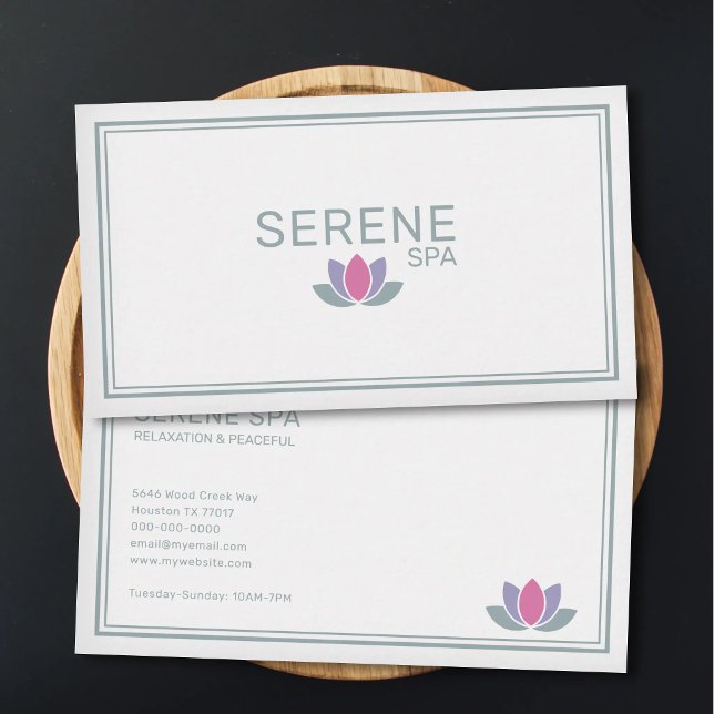 Carte De Visite Fleur de Lotus - Salon de Spa  (Lotus Flower - Spa Salon Business Card)