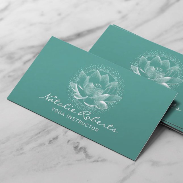 Carte De Visite Fleur de Lotus Turquoise Wellness Yoga Instructeur (Créateur téléchargé)