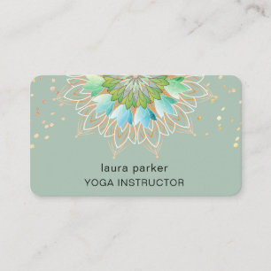 Carte De Visite Fleur de lotus verte Yoga Méditation Élégante Natu