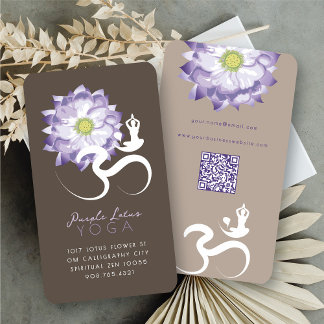 Carte De Visite Fleur de Lotus Violet Élégant Logo Spirituel Yoga 
