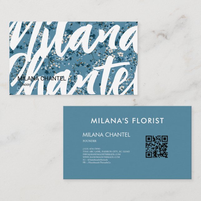Carte De Visite Fleur de marguerite bleu sarcelle moderne tendance (Devant / Derrière)