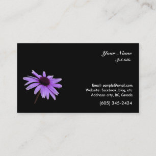 Carte De Visite fleur de marguerite violette sur fond noir