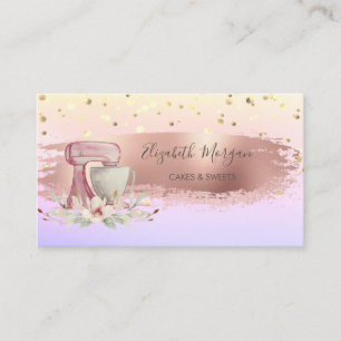 Carte De Visite Fleur de mélange, Confettis dorés, Dégradé de coup