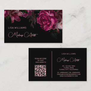 Carte De Visite Fleur de paonie rose noir