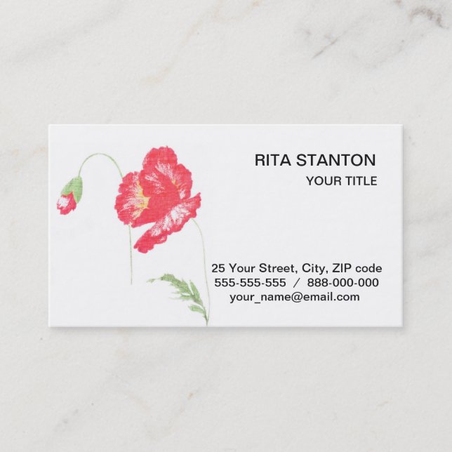 Carte De Visite Fleur de pavot sauvage (Devant)