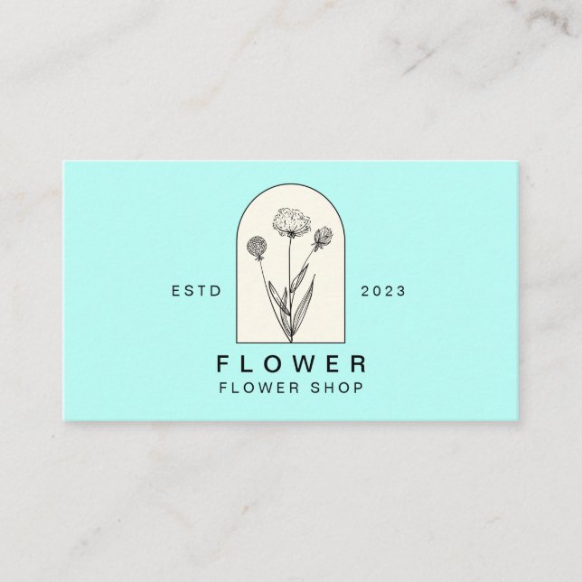 Carte De Visite Fleur De Pissenlit Fleuriste Floral Teinte Beige F (Devant)