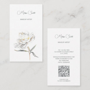 Carte De Visite Fleur de pivoine à l'aquarelle blanche