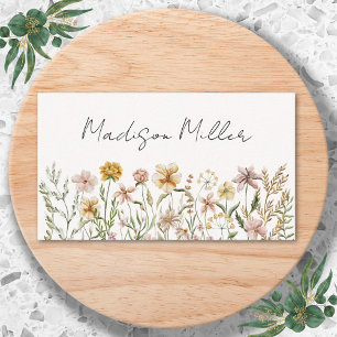 Carte De Visite Fleur de Prairie de Floral Aquarelle Élégante