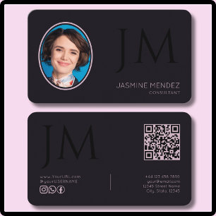 Carte De Visite Fleur de Prunier Noir Lavande Moderne Monogramme Q