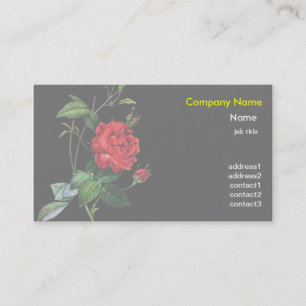 Carte De Visite Fleur de rose rouge, Pierre Joseph Redouté