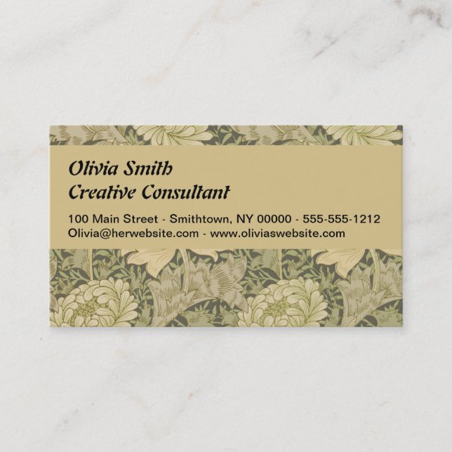Carte De Visite Fleur de Sauge Chrysanthème de William Morris (Devant)