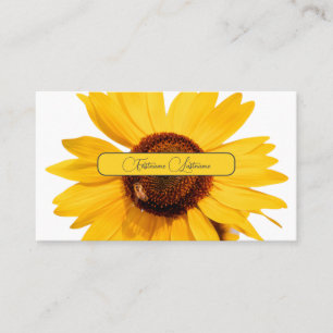 Carte De Visite Fleur de soleil jaune élégant rectangle gris