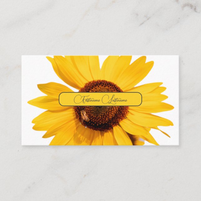 Carte De Visite Fleur de soleil jaune élégant rectangle gris (Devant)