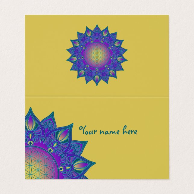 Carte De Visite Fleur De Vie - Mandala Indien 3 (Extérieur déplié)