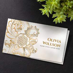 Carte De Visite Fleur de vie Ornament - Pearl and Gold
